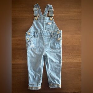 7 For All Mankind Baby Toddler Distressed Denim Overalls 12M